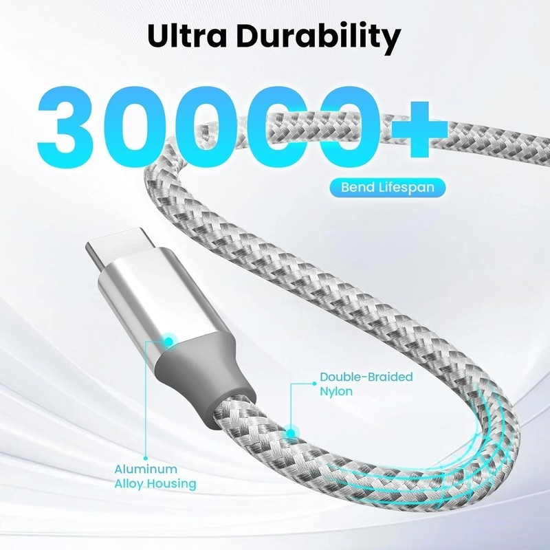 KYEHD USB C Cable，3 Pack 10FT 60W Fast Charging USB C to USB C Cable, Durable Ty gallery