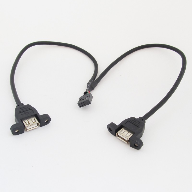 20pcs 0.5M 2 Port USB A Female to Internal 2x5 way 9 Pin Header Adapter Cable gallery
