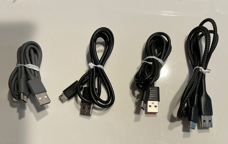 Lot of 4 USB-C Charging Cables – USB-A to USB-C – Mixed Brands & Lengths – Fast