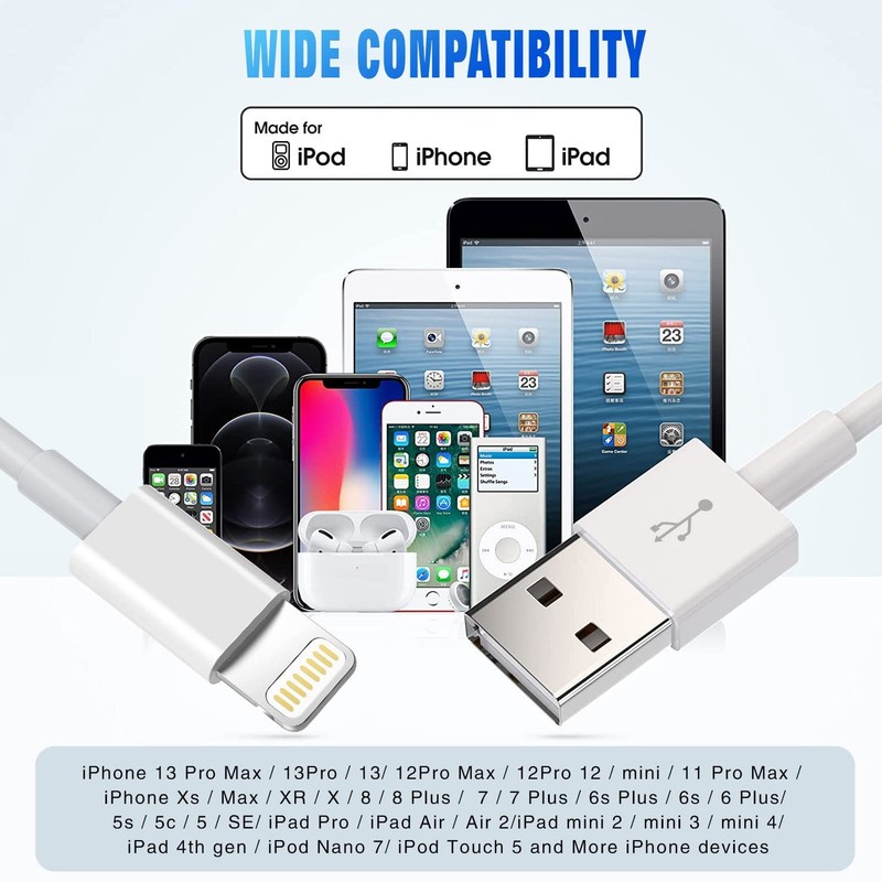Iphone Charger 3pack 6FT Mfi Certified USB a to Lightning Fast Charging gallery