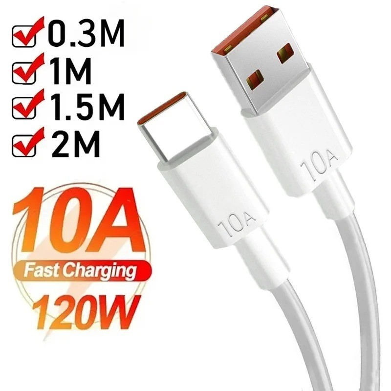 120W USB A to USB C Fast Charging Cable 10A for Samsung Xiaomi Huawei Redmi