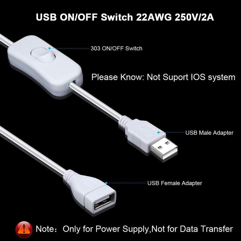 ELECTOP 2 Pack Male to Female USB Cable with On/Off Switch USB Extension Inli... gallery
