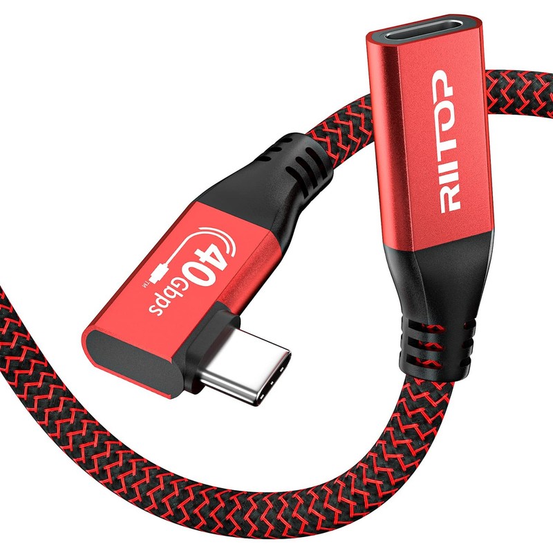 USB4 Extension Cable 40Gbps 90 Degree Angled TypeC Cord 2.6 Ft Extender