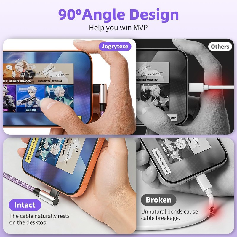 Gamer-Friendly & Travel Essentials 90 Degree Multi 2Pack5FT, Royal Purple gallery