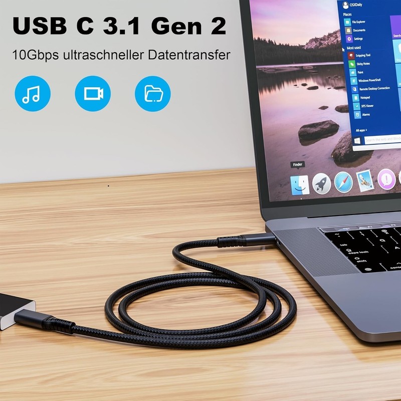 3FT USB-C to USB-C 3.1 Cable 10Gbps 4K Video 100W Fast Charging gallery