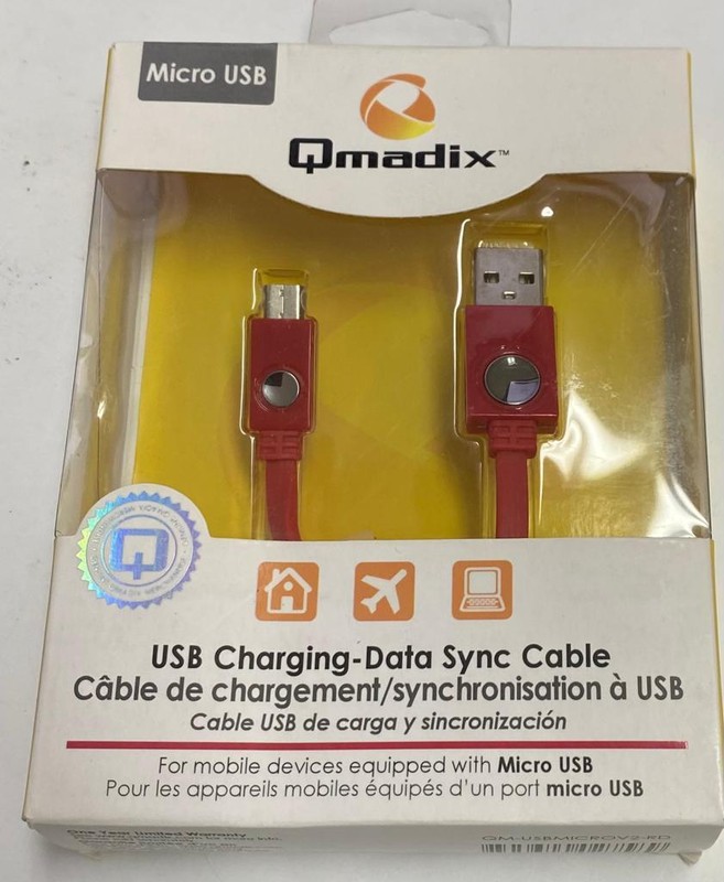 Qmadix USB to Micro USB Charging-Data Sync Cable – Retail Packaging – Red
