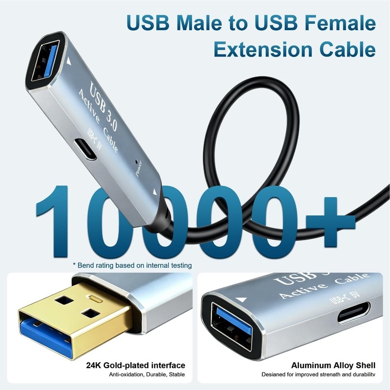 USB 3.0 Active Extension Cable 50Ft,Type A-Male to A-Female Extender Cord wit... gallery