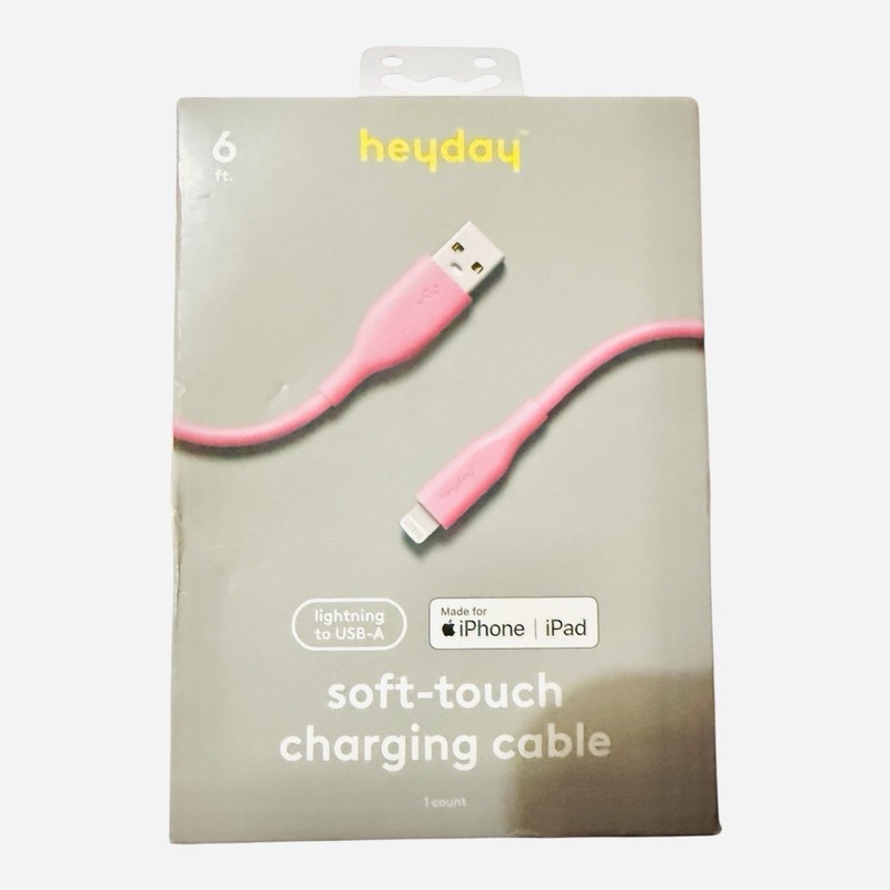 Heyday 6ft Soft Touch Fast Charging Cable – Cosmetic Pink