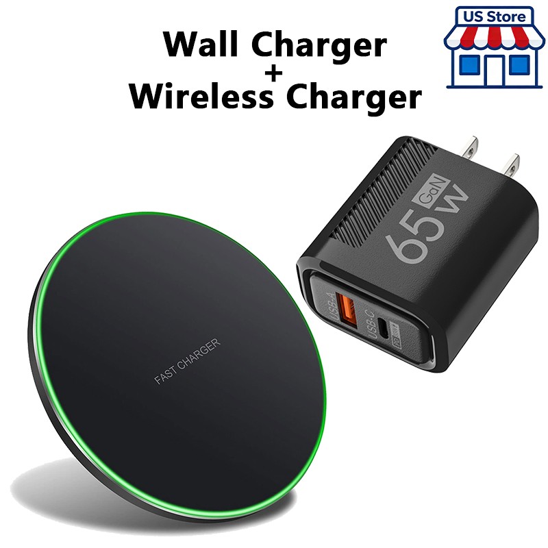65W Wall Fast Charger Wireless Charging Pad For iPhone 17e 16e 15 Pro Max 14 13