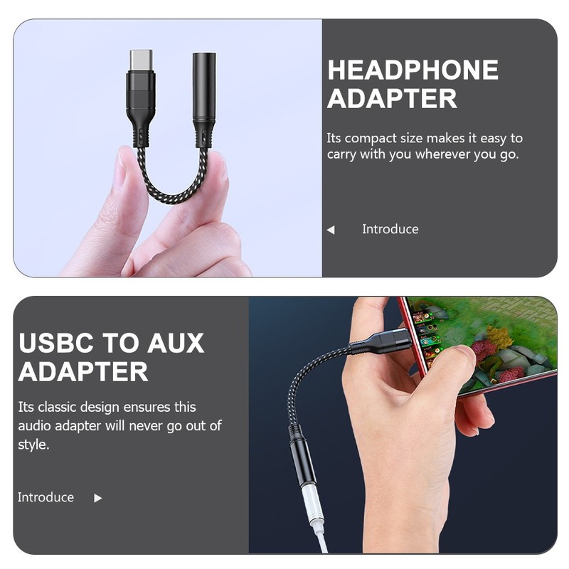 Compact USB C Headphone Adapter for Phone with Nylon and Tpe Materials gallery