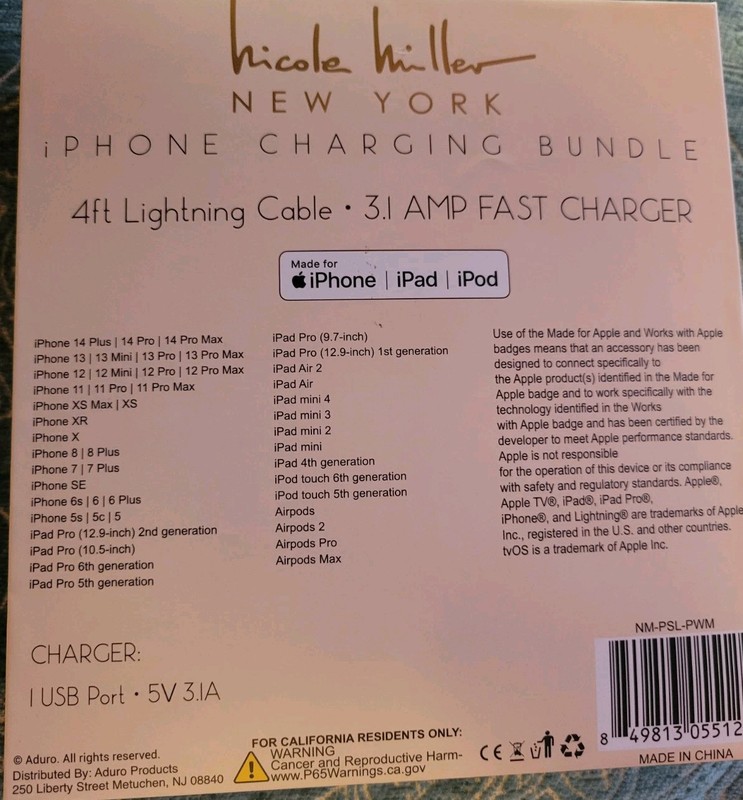 Nicole Miller New York iPhone Charging Bundle Protective Sleeve 4ft Cable gallery