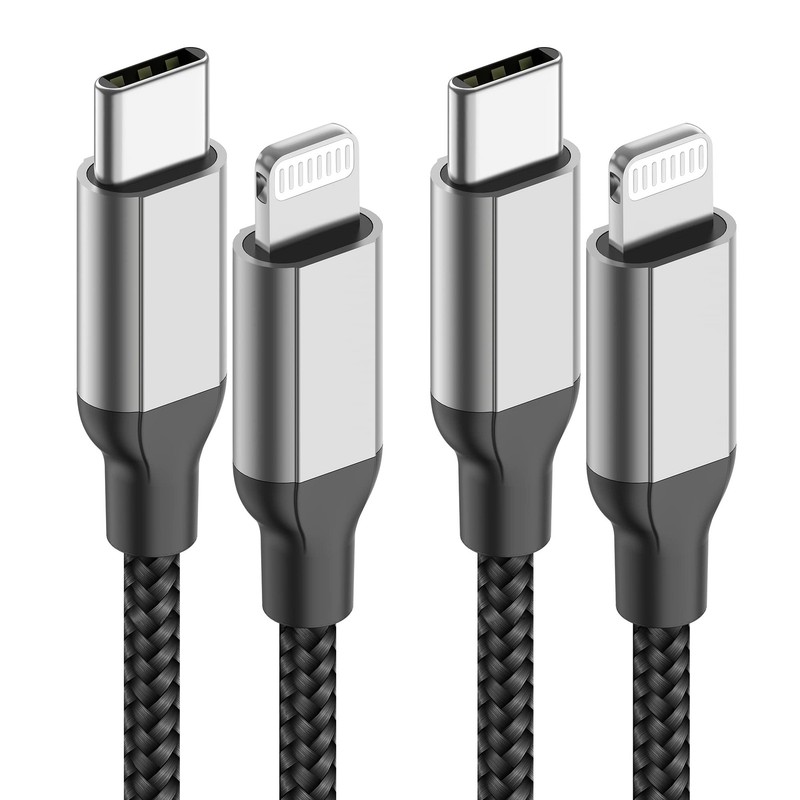 Acecene 2Pack MFi Certified 3ft USB-C to Lightning Cable - Fast 3FT, Black