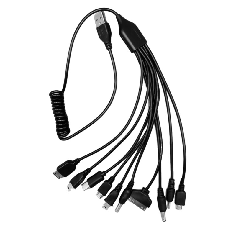 10-Way USB Charging Adapter Cable Spring Coiled Wire Support Quick Data Sync gallery