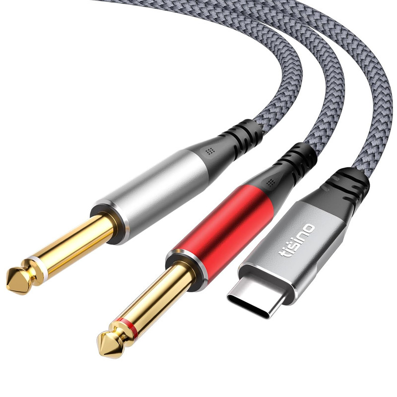 Tisino USB C to 1/4 Inch Audio Cable, USB C to Dual TS Mono Cable, 6.35Mm TS to