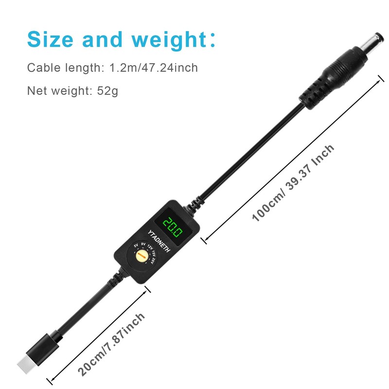 Universal USB C to DC Adapter, Barrel PD Trigger Cable, USB-C to DC 5V 9V 12V... gallery