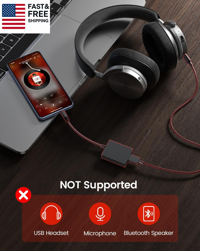 USB to Aux Audio Adapter, 3.5Mm Male to USB Female Adapter for Playing Music wit gallery