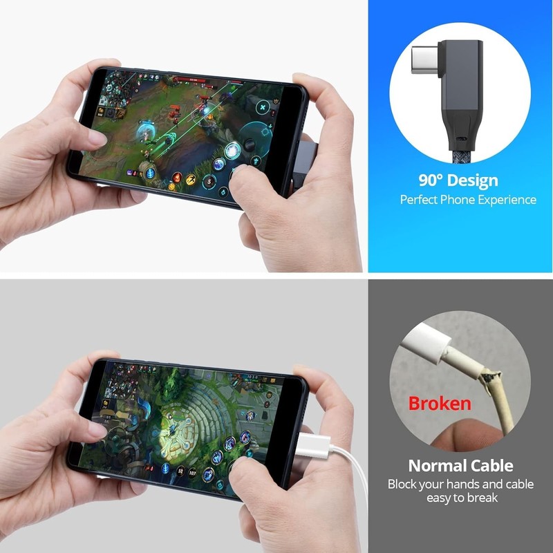 UseBean USB C Right Angle Cable 100W 15ft 2Pack, 4K Video Long USBC to USBC 3... gallery