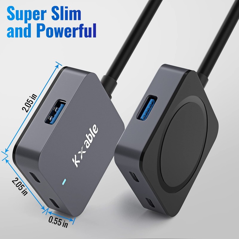 25FT USB 3.0 Extension Cable, 4-Port Hub, 2 USB-A, 2 USB-C, Y Splitter Cord gallery
