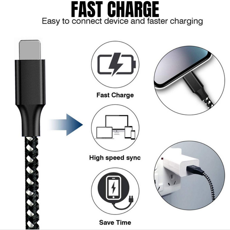 3 Pack 10Ft USB Charger Cable For Apple iPhone 14 13 12 11 XR 8 7 Charging Cord gallery