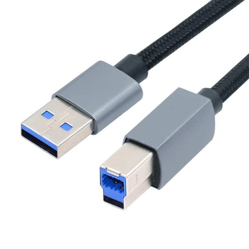 30cm USB 3.0 Type A Male to B Male Cable 5Gbps Silver Cord for Disk SSD Camera
