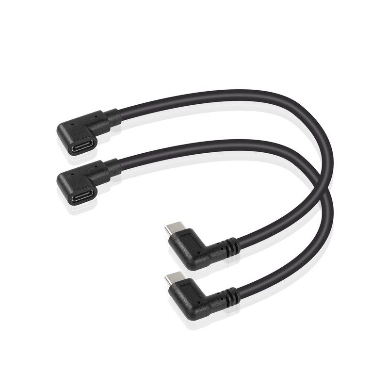 USB C Extension Cable, Right Angle Male to Female, 0.3m, Black, Supports PD60…