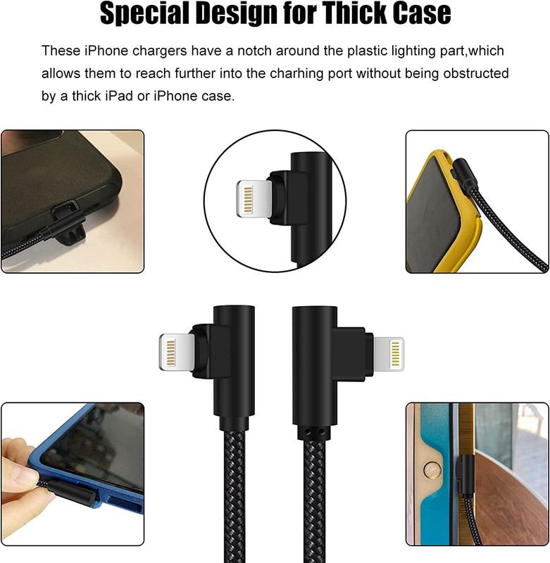 Iphone Charger 1Ft 90 Degree 2 Pack Mfi Certified Elbow Short Lightning Cable gallery