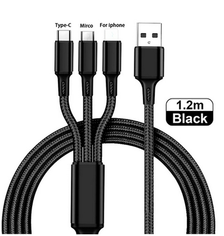 3 in 1 USB Fast Charging Cable Universal Multi Function Cell Phone Charger Cord