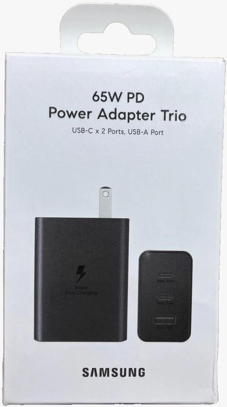 Samsung Black 65W Trio Adapter Fast Charging USB Type C Charge gallery