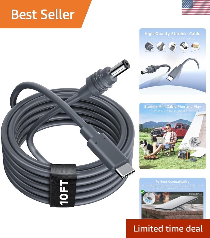 Mini USB-C to DC Waterproof Cable, 3M, Max 100W for Fast Charging Devices