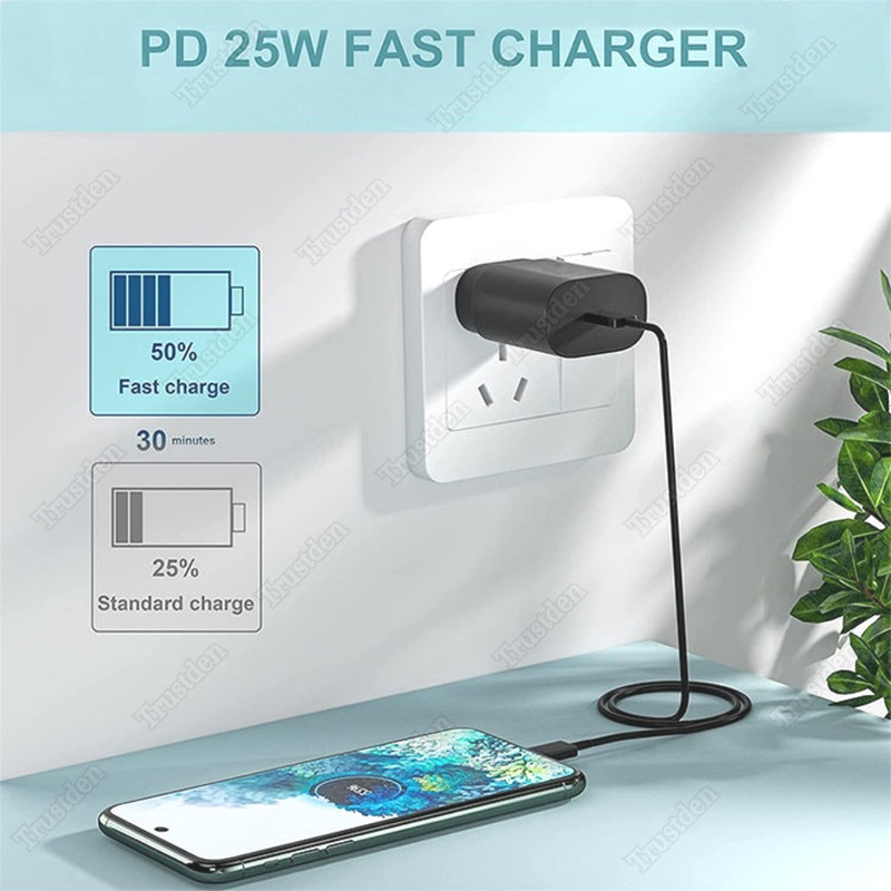 PD 25W Fast Charger Wall Adapter Block Type C to USB C Cable For Samsung Galaxy