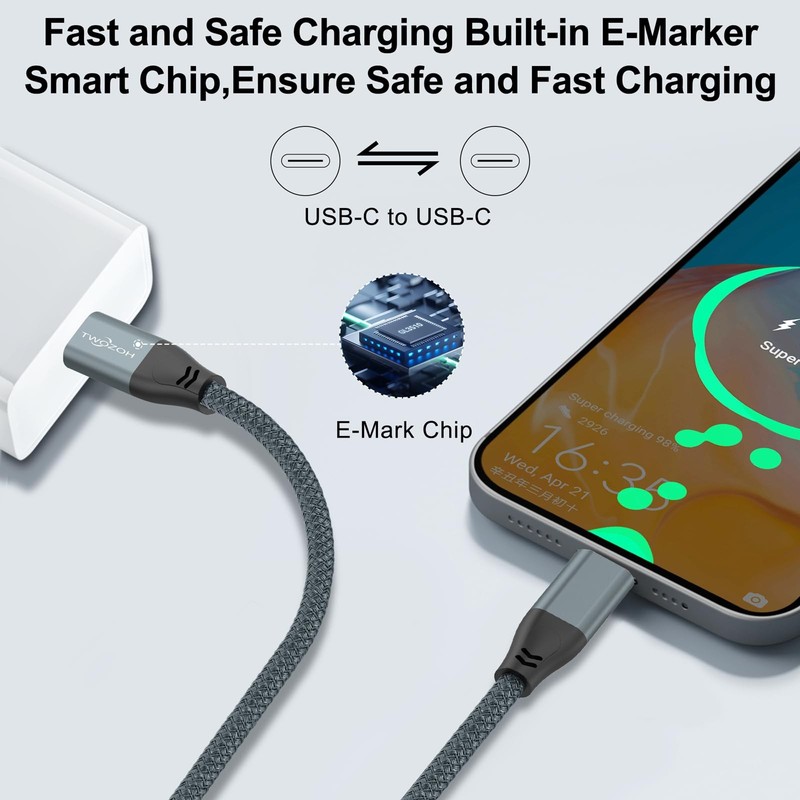 USB C To USB C 3.2 Gen 2 Cable 20Gbps 100W PD 4K Video Monitor 1.6 Foot gallery