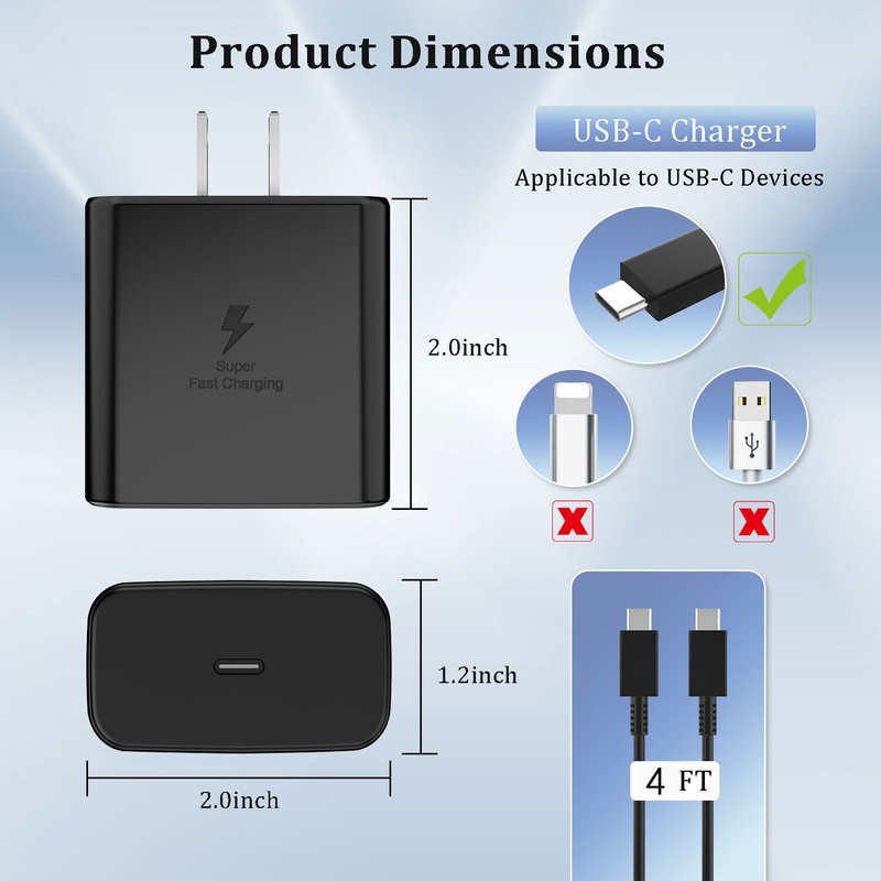 45W USB-C Charger & 6FT Cable for Samsung Galaxy S22 S23/S21/S20/Note 20 gallery