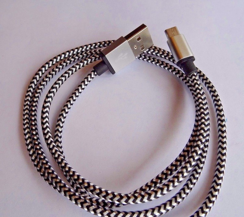 2PCS GRAY micro USB 1M 3FT Alum Fabric Micro Date Sync Charger Cord 4 Android