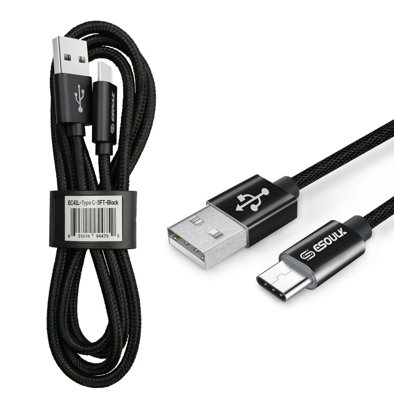 3FT Type A to C Braided USB Cable For LG Xpression Plus 3 (2020) LMK400AKR