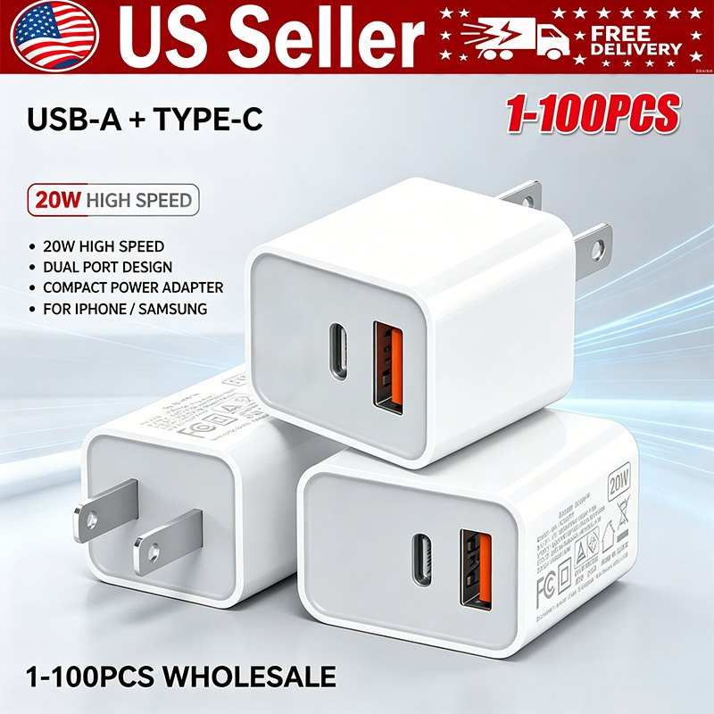 For iPhone 17 16 15 11 20W Fast Charger Block USB Type C Wall Power Adapter Lot