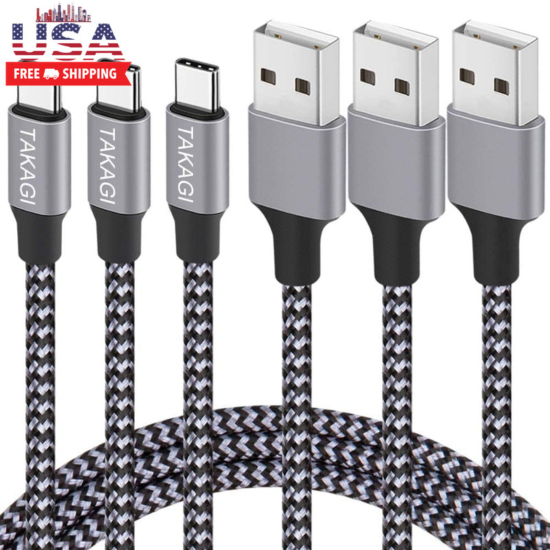 USB to USB C Cable (3Pack 6Ft) USB a to Type C Cable Fast Charging Nylon Braided