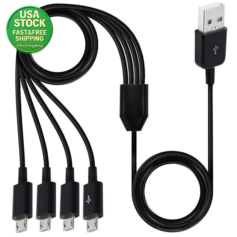 4-In-1 Micro USB Charging Splitter Cable USB 2.0 Male to 3 Micro USB gallery