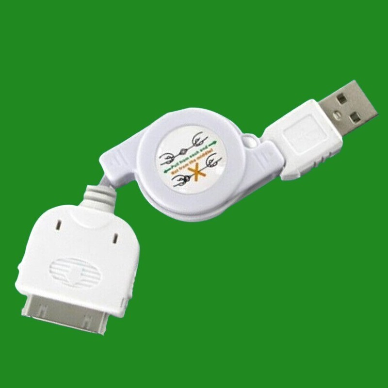 2x 76cm Retractable for iPhone USB Data Cable 3G 3GS, 4, 4S, iPod, iPad, Charger