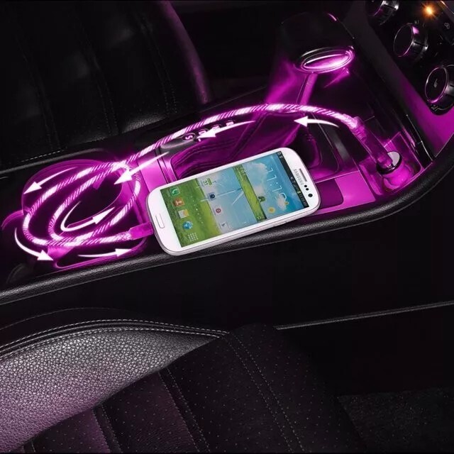 Micro USB Cable 3 Feet Charge Sync Pink Light Pulse Electroluminescent V2 x5 gallery