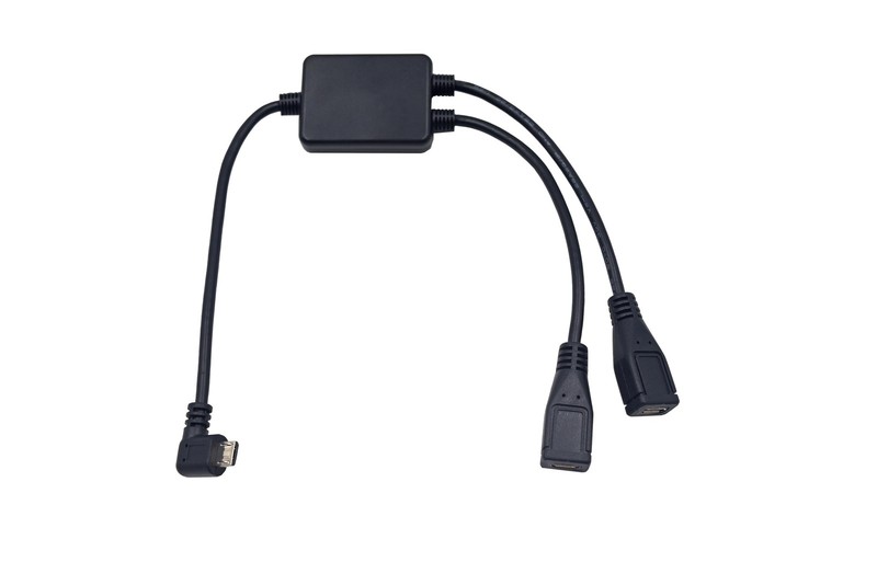 12 Inch Left Angle Micro USB 5 Pin Splitter Cable, Micro USB 1 to 2 Female Ex…