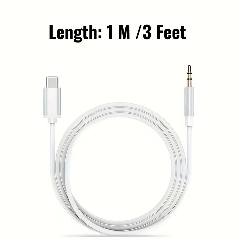 2x Type C to Aux Cable USB Type-C Male To 3.5mm Cord Car AUX Music Audio Adapter gallery