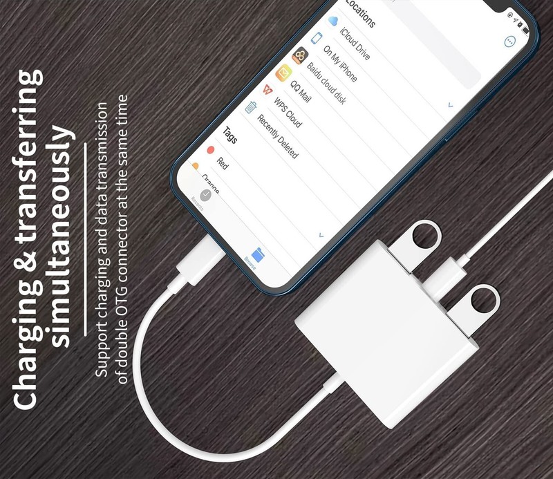 For iPhone to dual USB 3.0 Camera OTG Adapter with Charging Port for iPad lot gallery