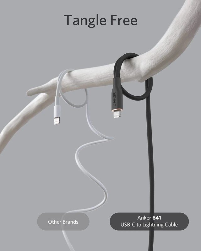 Anker 641 USB-C to Lightning Cable Black MFi Certified (3ft, Flow, Silicone) gallery