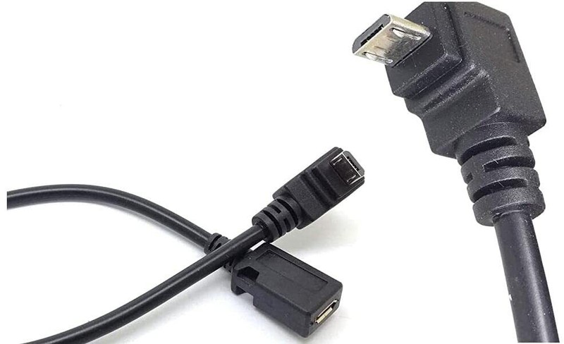 USB Micro B Right Angle Female to Male Adapter Cable Sync & Charge 0.3M