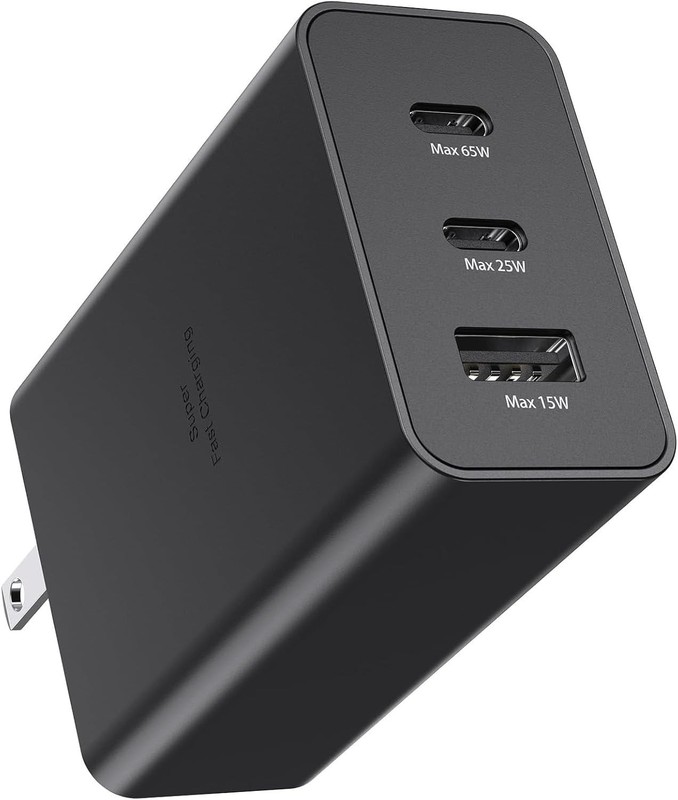 Samsung Black 65W Trio Adapter Fast Charging USB Type C Charge gallery