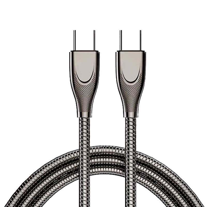 60W USB C to C Fast Charging Cable Metal Armor Braided Cord 3.3FT for Laptop