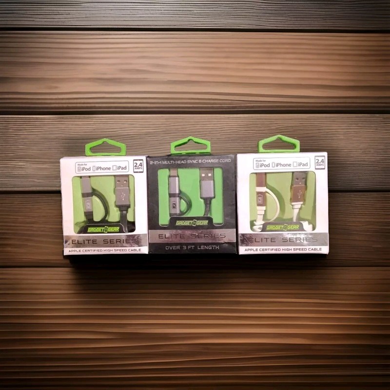 3 APPLE CERTIFIED 2-IN-1 CHARGER CABLE CORDS 2.4 AMPS• MICRO & IP5/6/6 PLUS BNIB