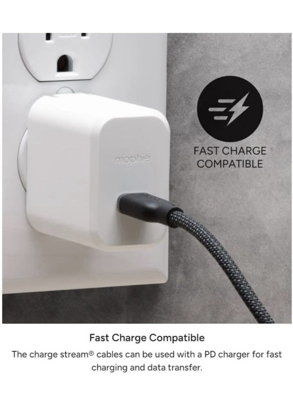 Mophie USB-C Cable To USB-C Connector 2 Meter 118 “ Color Black gallery