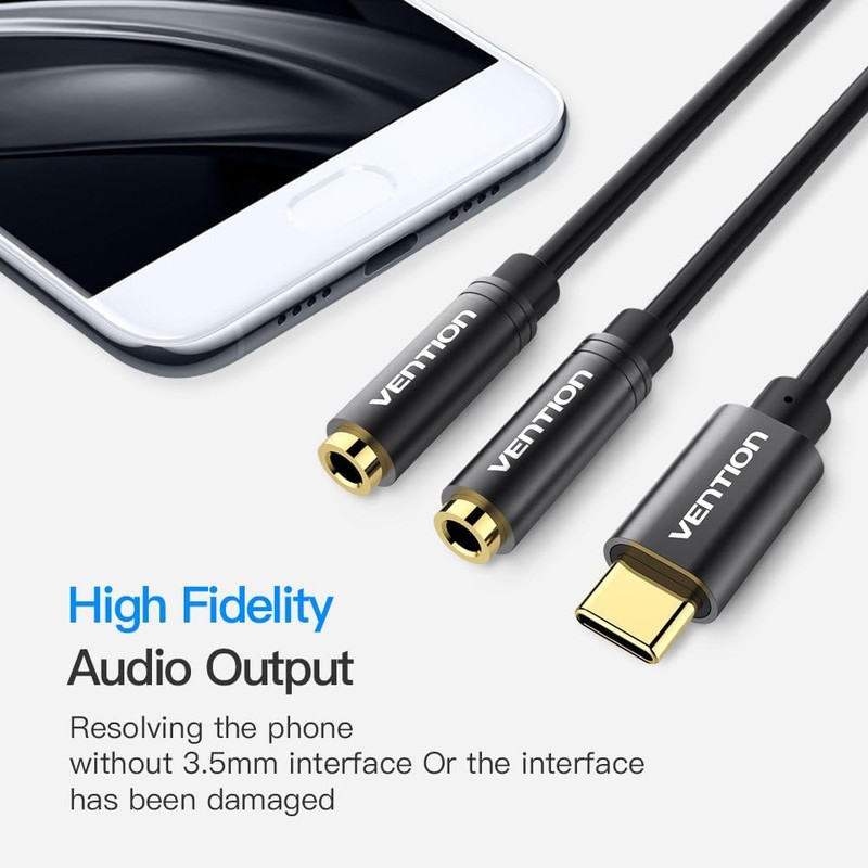 USB C to Dual 3.5Mm Headphone Jack Audio Splitter for Iphone 15 Pro gallery