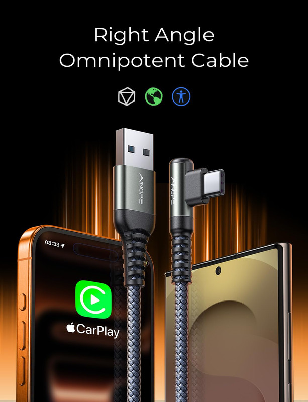 AINOPE USB to USB C Cable [2-Pack, 6.6Ft] 3.1A Type C Charger Fast Charging, Rig gallery